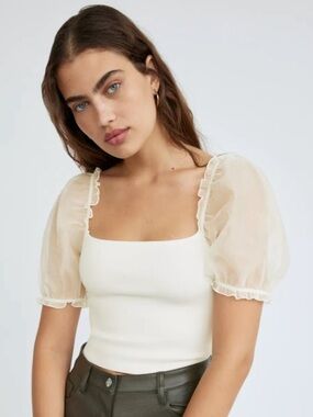 Aritzia Wilfred Sheer-Sleeve Top